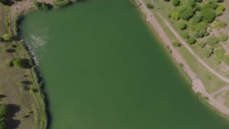 Tranquil-Lake-Of-Kinnekulle-Stenbrott-Limestone-Quarry-In-Hällekis,-Sweden