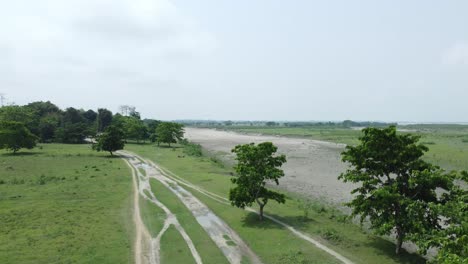 Drohnenaufnahme-Der-Größten-Flussinsel-Asiens,-Majuli-Island