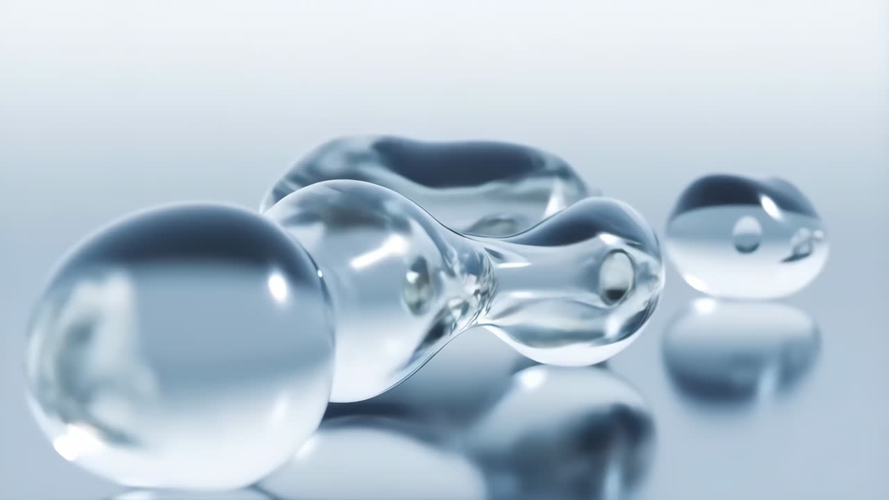 Abstract Metallic Fluid Shapes on a Light Background