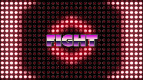animación de texto de lucha y hexágonos iluminados en luces contra un fondo negro