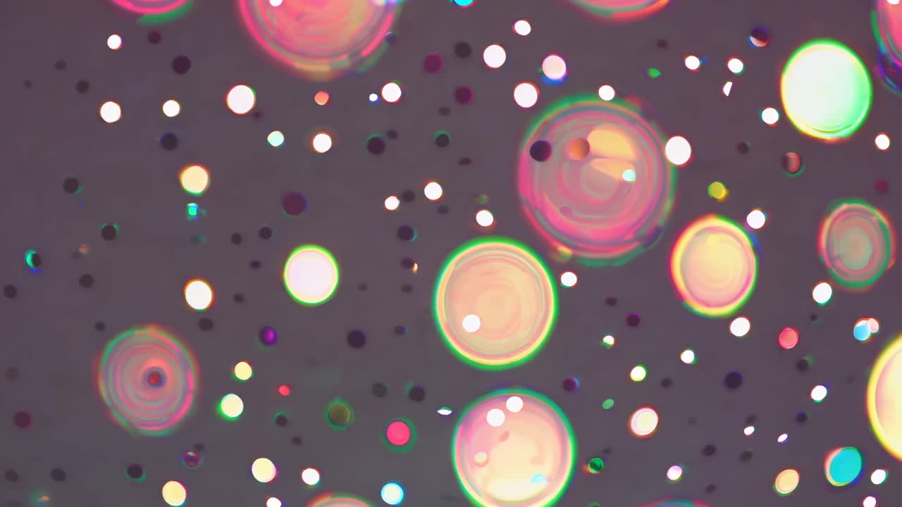 Abstrakt video med bokeh-effekt, der viser glødende cirkler i blå og lilla nuancer