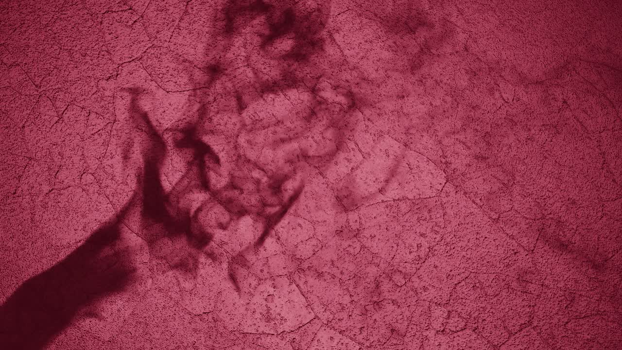 sombra de una mano contra un fondo rojo texturizado