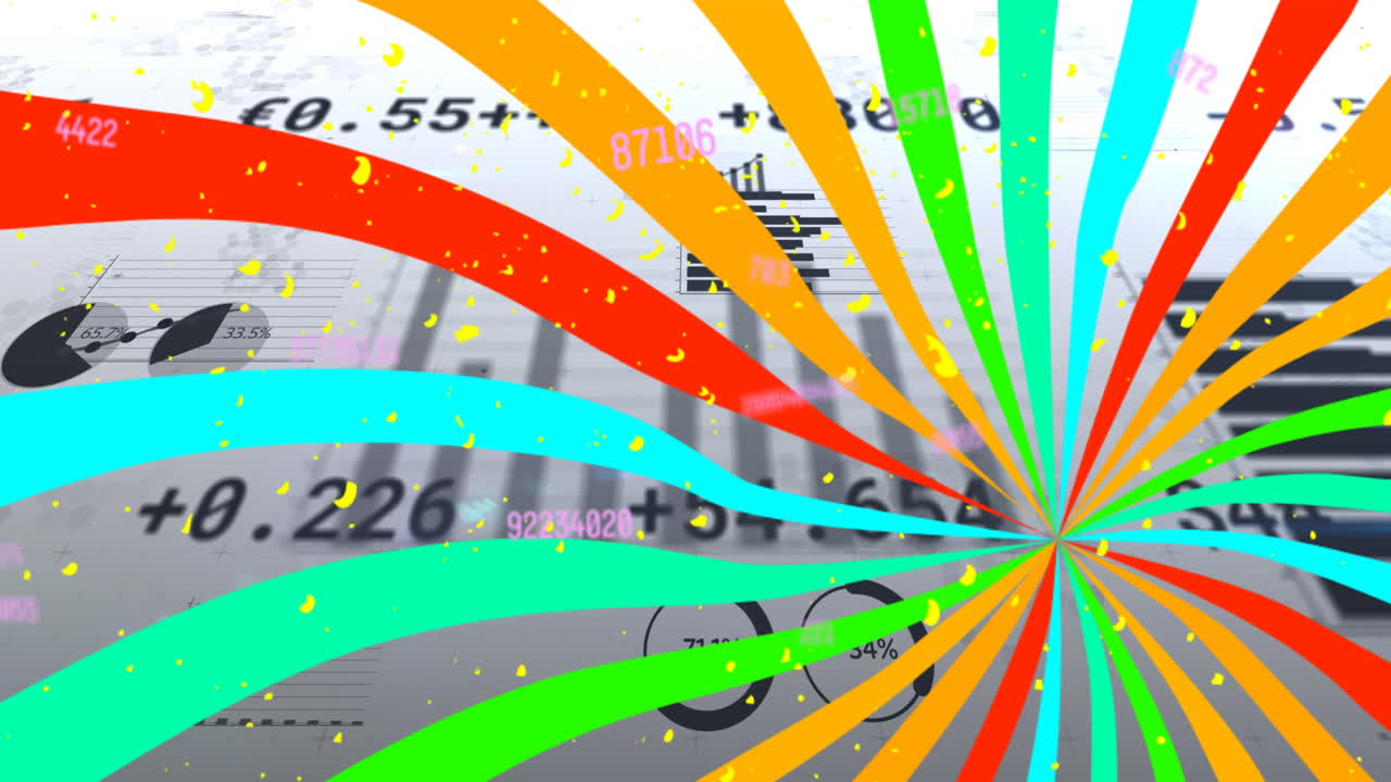 백색 배경에 있는 데이터 처리 및 선의 애니메이션