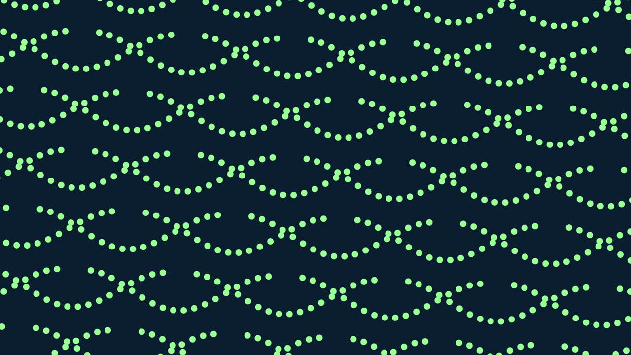 A simple image of a blue wave pattern against a dark background composed of small white dots intricately forming the shape of a wave