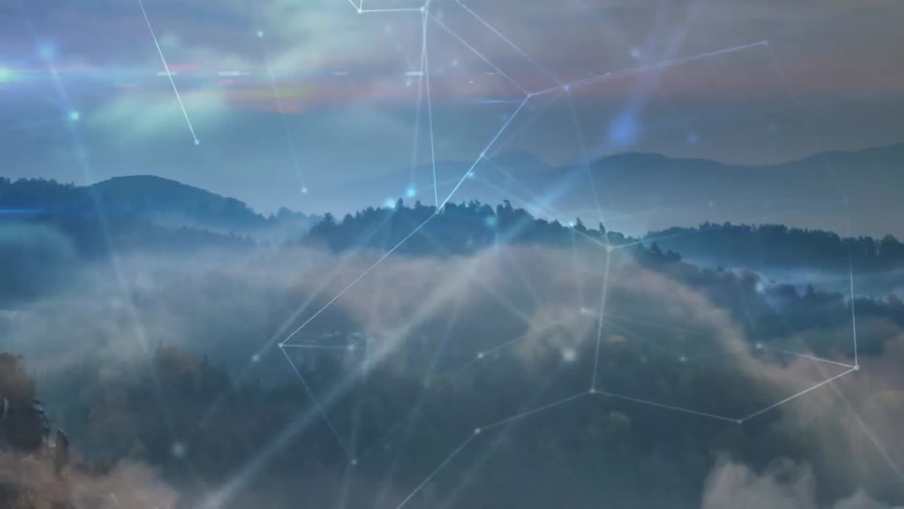 Animation of networks of connections over landscape