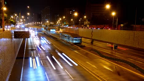 Timelapse-of-freeway-called-"Via-Expresa"-Cars-drive-by-with-motion-blur