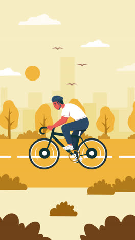 motion graphic of flat design bike race illustration