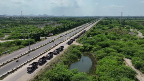 scenic highway in vijayawada captured by a drone, showcasing nature and urban development
