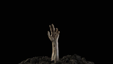zombie hand crawling out of the ground with alpha channel