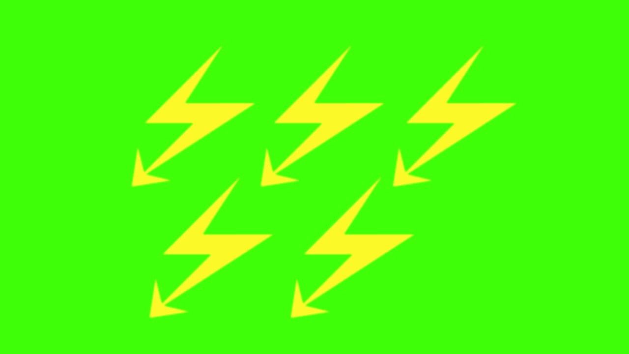 Colorful simple animation of an electric storm isolated on a green screen in 4K