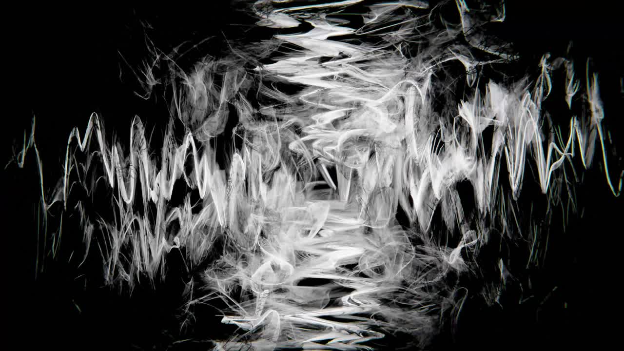 Dynamic Abstract White Wavy Lines on Black Background