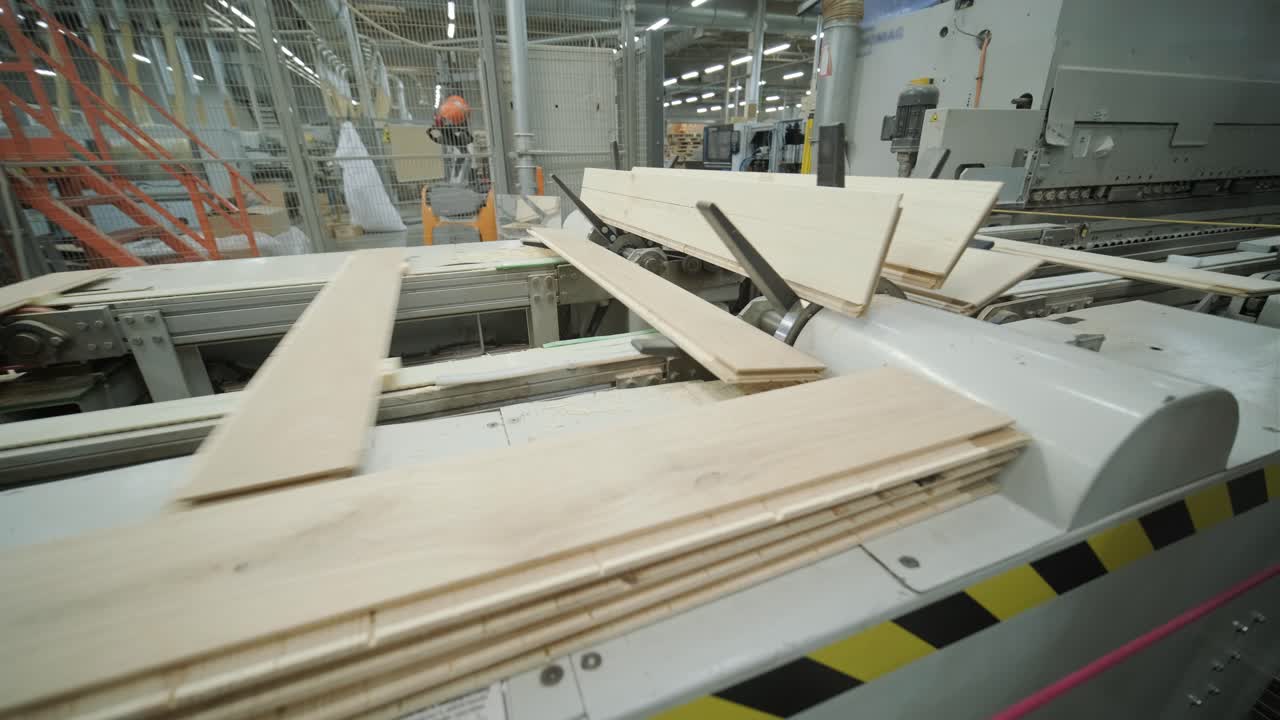Automated Wood Plank Production Line in a Modern Factory
