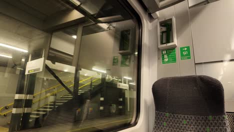 coventry train station stop view from train carriage window united kingdom transport