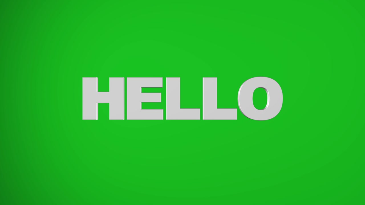 "HELLO" 3D graphic in Green