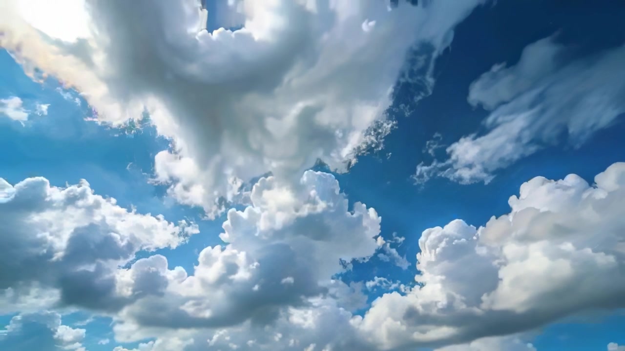 Desarrollo de una gran nube cúmulo creciendo verticalmente por el calentamiento de la superficie terrestre, bajo un sol brillante.