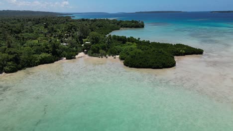 a drone flies over an untouched area in remote vanuatu