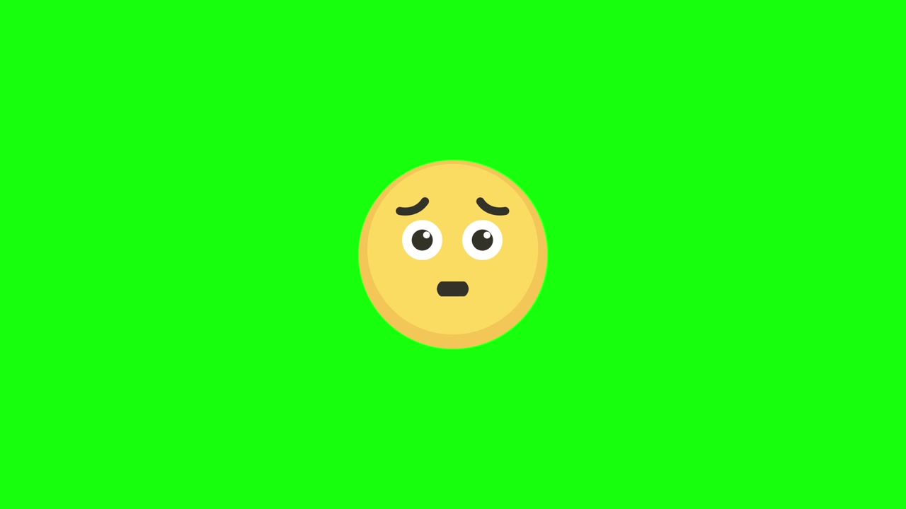 Animated Emoji Face Changing from Tired to Worried on Green Screen