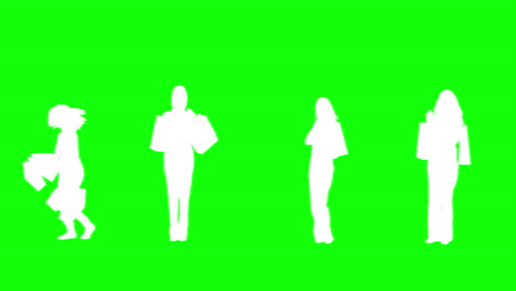 Silhouettes-of-women-with-her-shopping-on-green-background