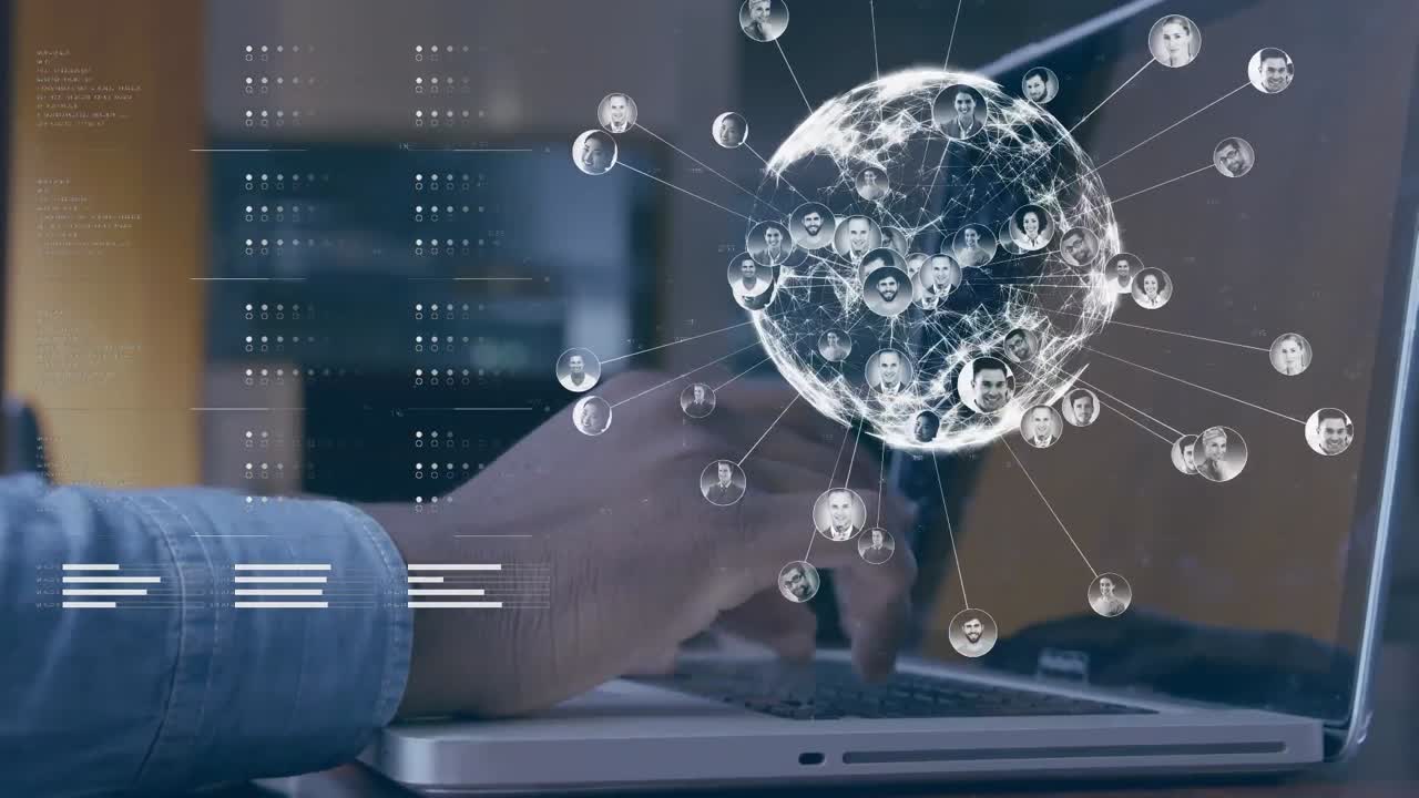Globe spinning with data and connection network