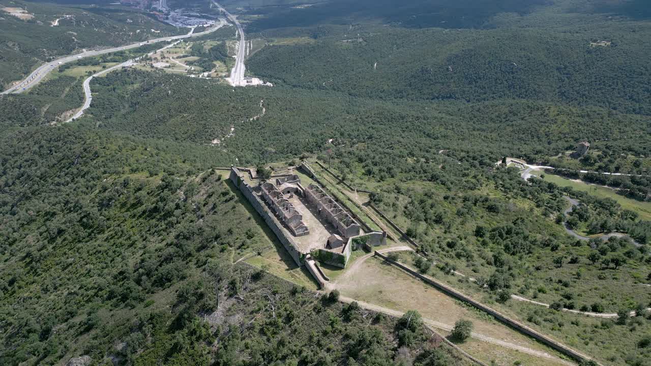 Breathtaking elevated aerial shot of the Fotii at Le Perthus, France
