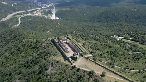 breathtaking elevated aerial shot of the fotii at le perthus, france