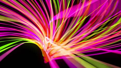 flujo de luz bg en 4k. fondo en bucle abstracto con rastros de luz, flujo de líneas de neón verde rojo amarillo en el espacio se mueven para formar formas en espiral. diseño de movimiento moderno de moda efecto de luz de fondo