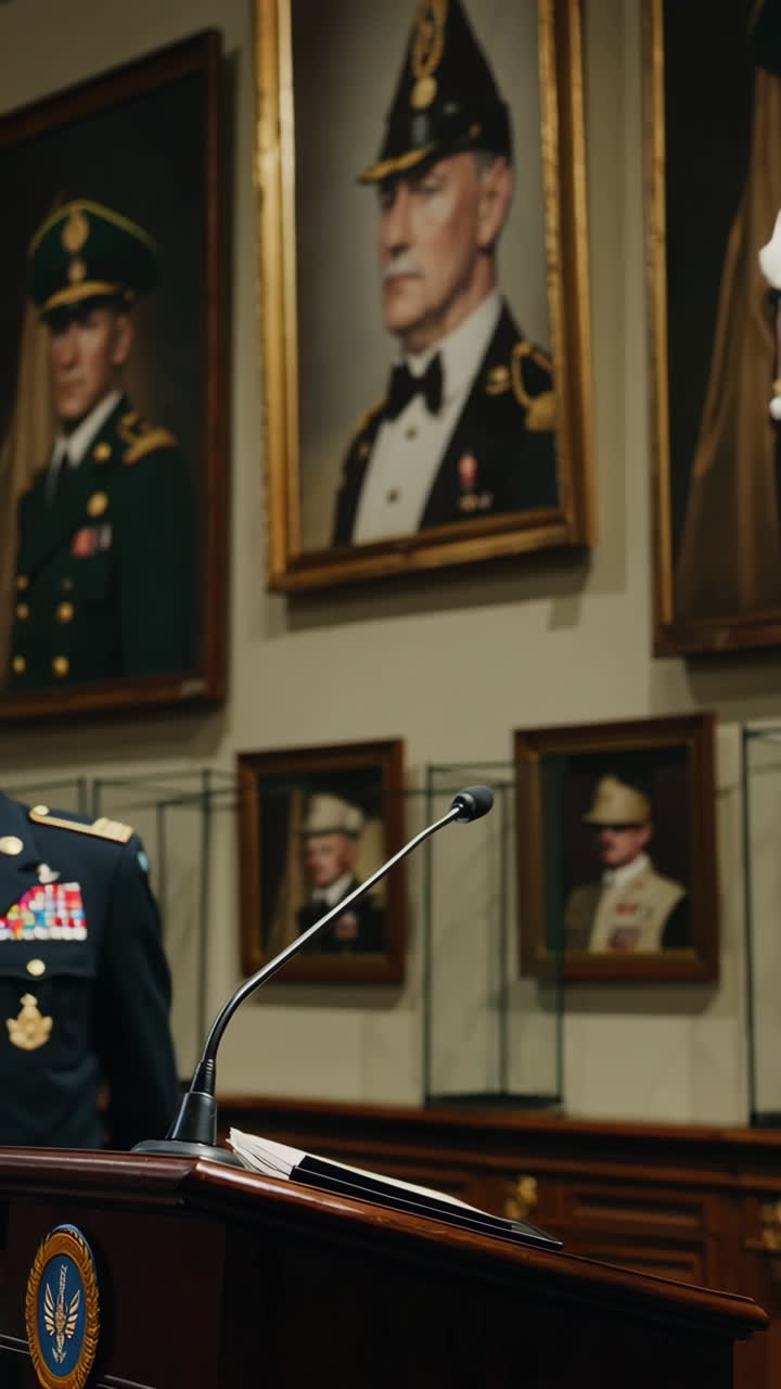 Military Official Speech in Government Building