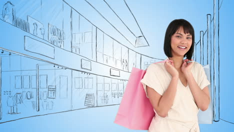 mujer sosteniendo una bolsa de compras