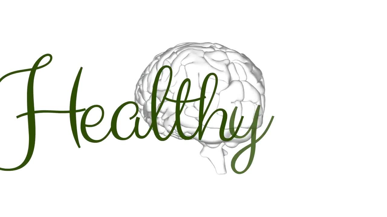 건강하고  ⁇ 색 배경 위에서 회전하는 뇌의 애니메이션