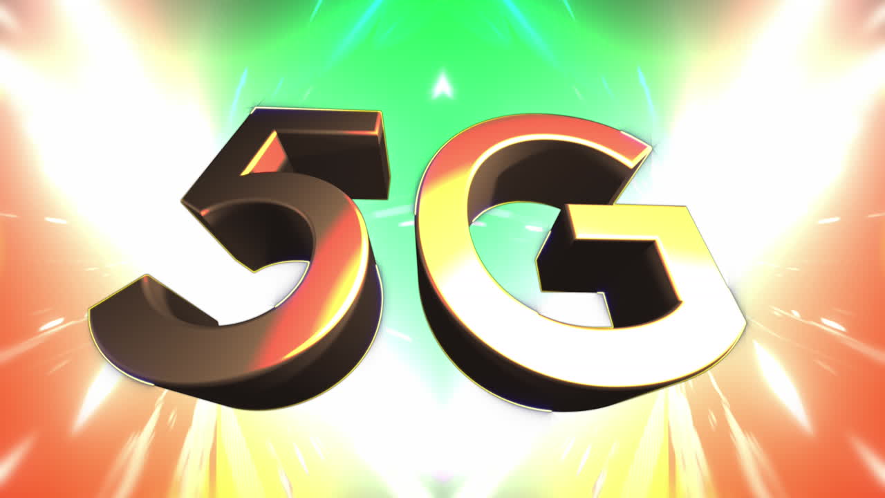 다채로운 배경에 5g 텍스트의 애니메이션