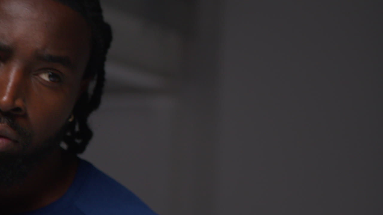 Close Up Of Male Athlete Training In Gym Warming Up And Preparing Psychologically For Sports Event 1