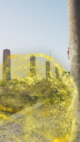 Golden-digital-waves-against-african-american-fit-woman-running-on-the-street