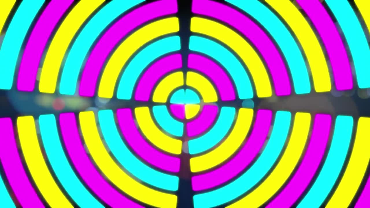 animación del patrón de neón sobre las luces de la ciudad fuera de foco