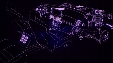 Holographic-animation-of-3D-wireframe-car-model-with-engine