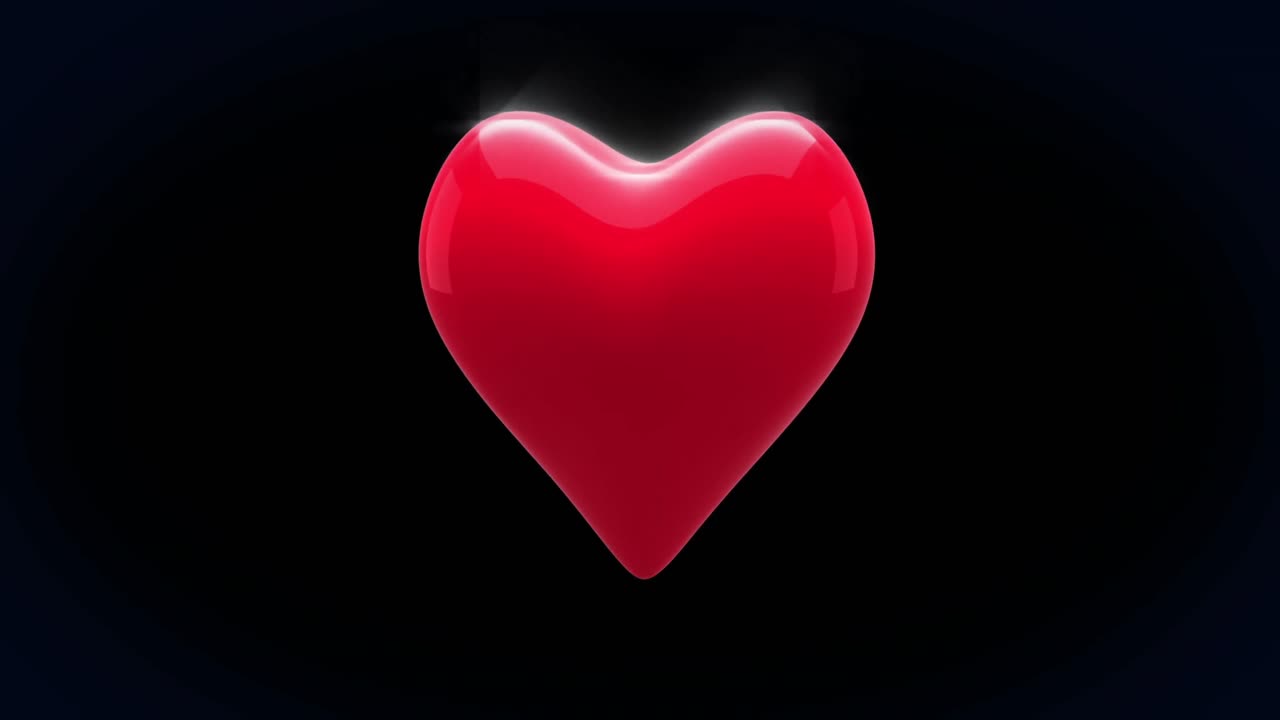 Animazione di un'icona a forma di cuore pulsante su uno sfondo nero