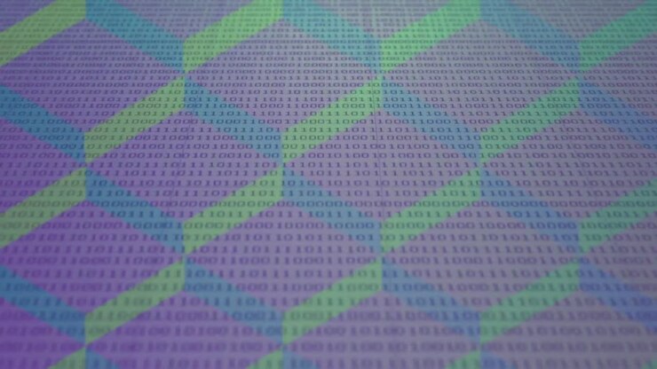 Colorful binary code changing color