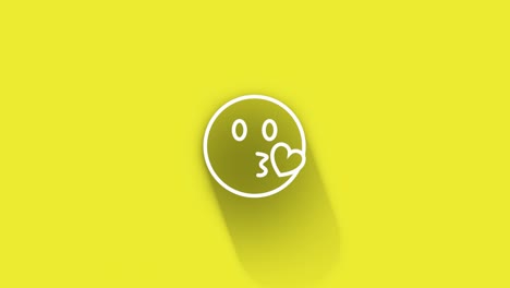 love emoji symbol while shadow passes all around on yellow background in 4k resolution loop ready file