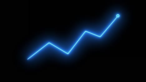 abstract neon blue line graph on black background showing trend