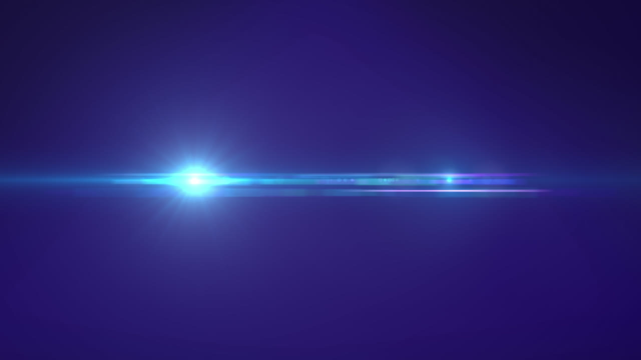 Animazione di scie luminose su sfondo blu.