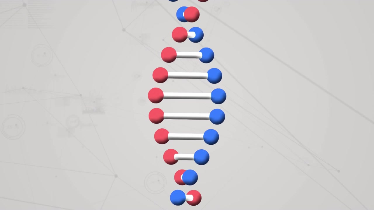 Animation of dna strand over network of connections