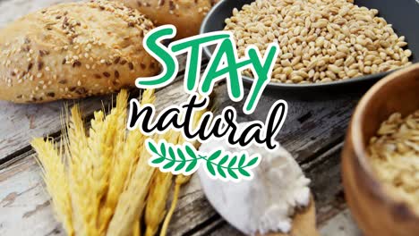 animation of stay natural text over bread