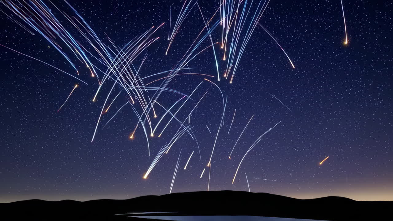 Meteor Shower Over Mountains