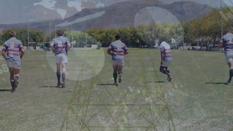 Animación-Del-Procesamiento-De-Datos-Financieros-Sobre-Diversos-Jugadores-De-Rugby-Y-Una-Torre-Eléctrica.