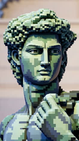 pixelated david statue