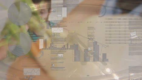 animación del procesamiento de datos sobre diversas personas de negocios
