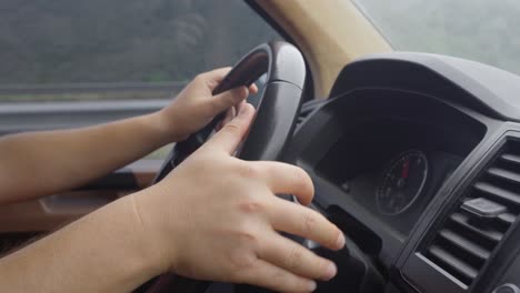 Holding-the-steering-wheel-of-the-car.