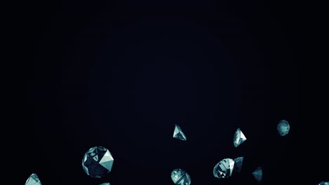 diamonds falling on a black background