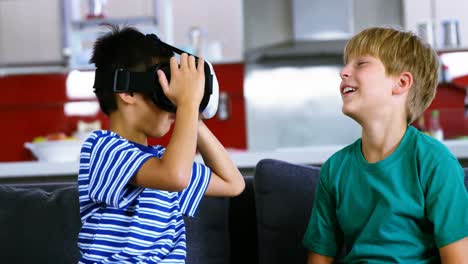 siblings using virtual reality headset