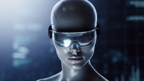 futuristic ai figure with vr/ar glasses