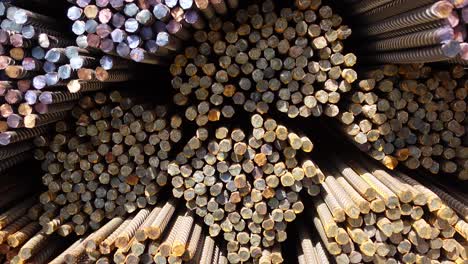 close-up of a bundle of rebar